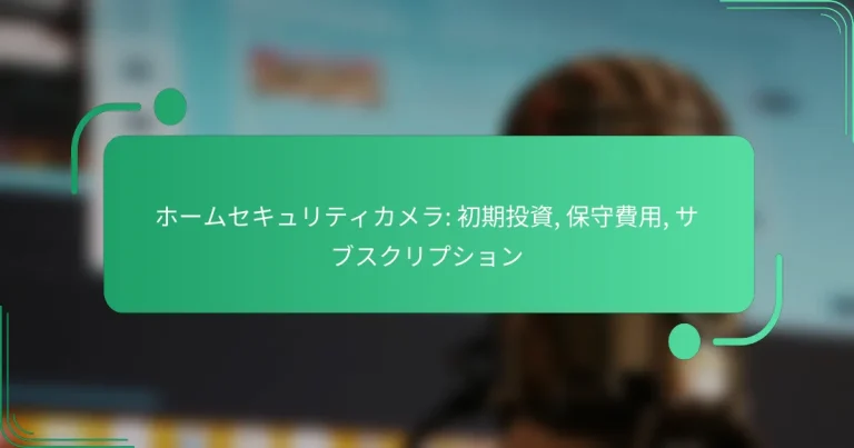 ホームセキュリティカメラ: 初期投資, 保守費用, サブスクリプション